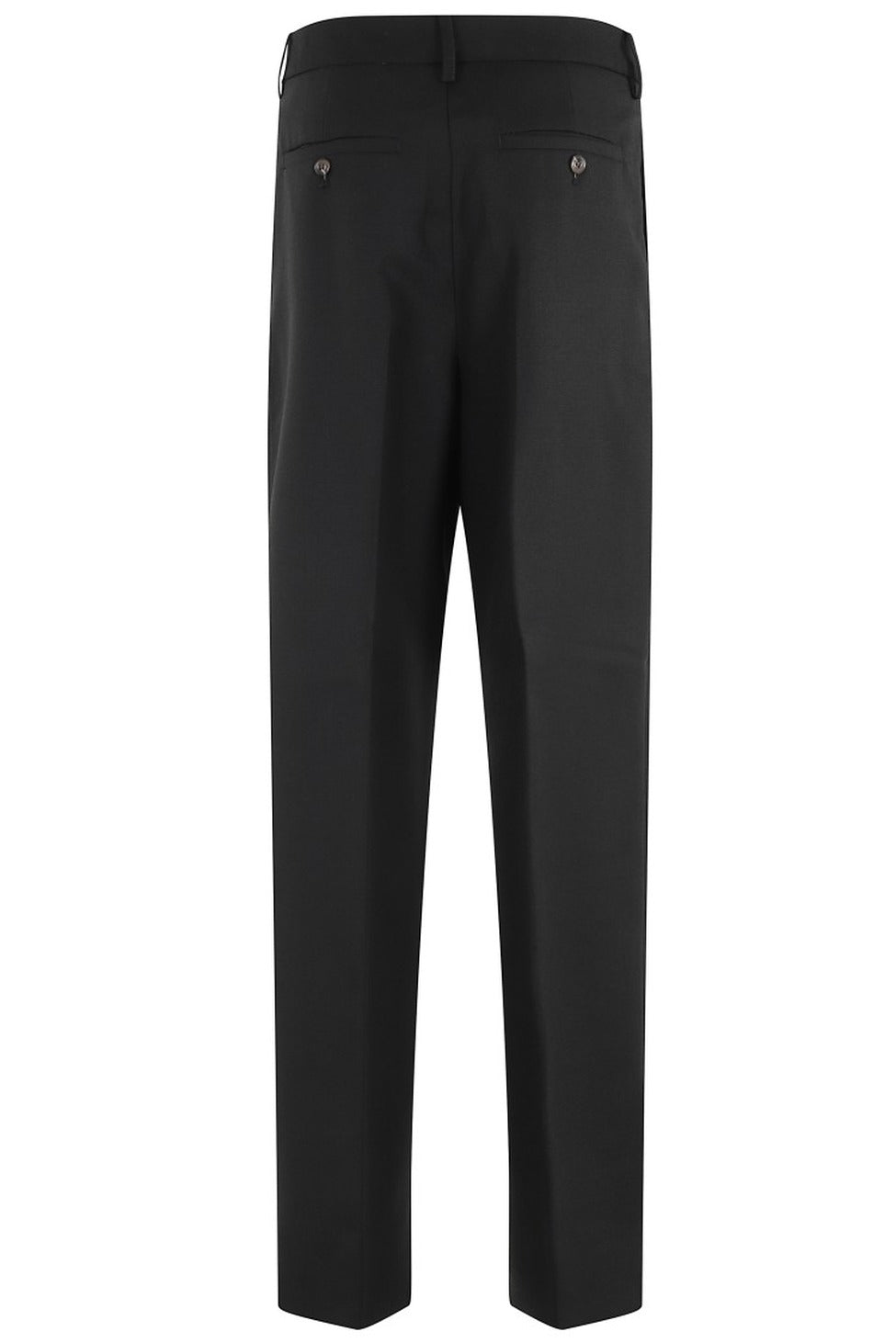 Curved Pleat Ankle-Length Straight Pants In Virgin Wool