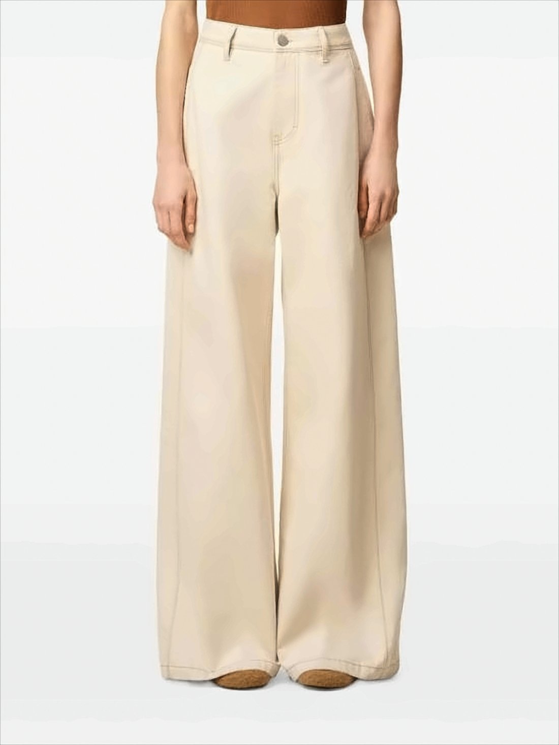High Waist Wide-Leg Pants with Seam Detailing