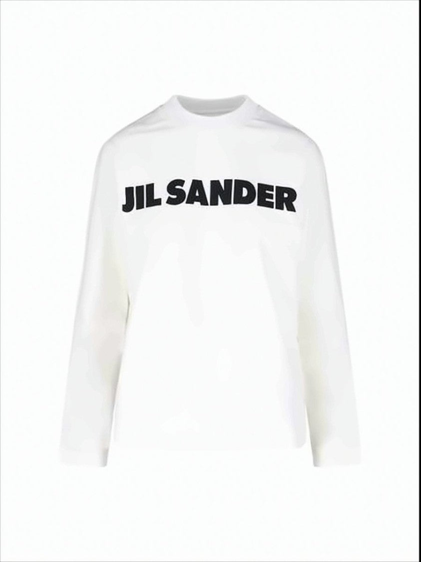Minimalist Long-Sleeve White T-Shirt with Bold Logo