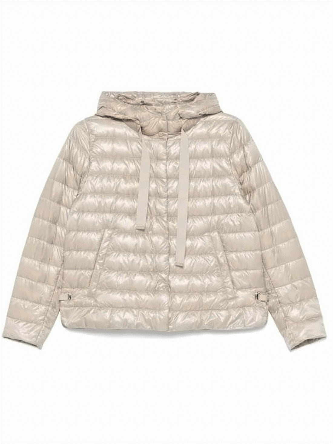 Quilted Padded Jacket With Glossy Finish And Adjustable Hem