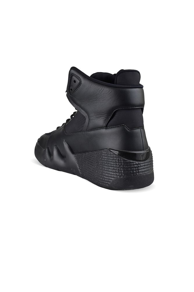 Black Leather High-Top Sneakers