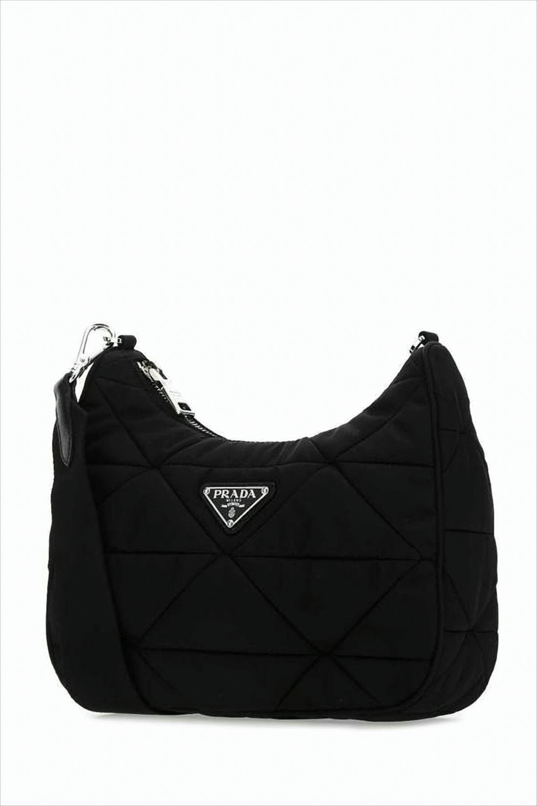 Quilted Black Shoulder Bag with Logo Plaque