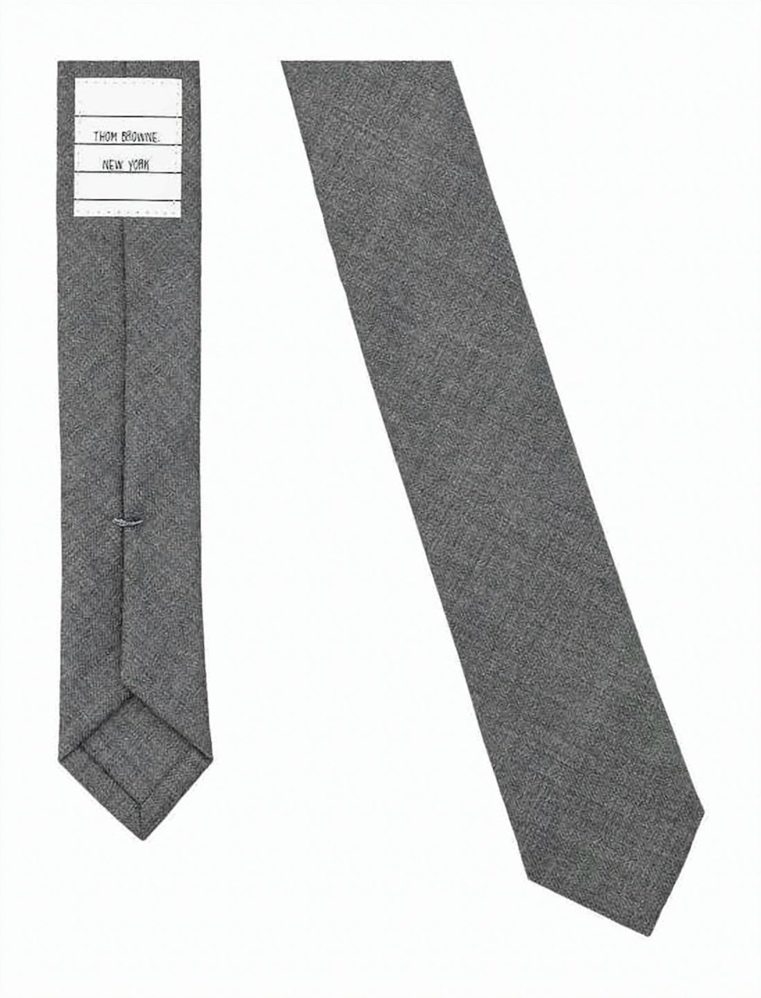 Textured Grey Wool Tie with Striped Accent