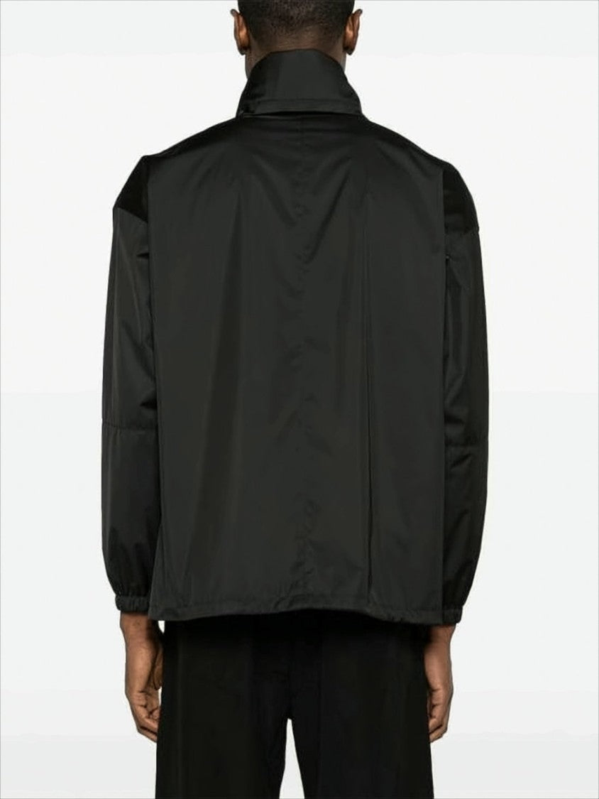 Minimalist Zip-Up Jacket With High Collar And Elastic Cuffs