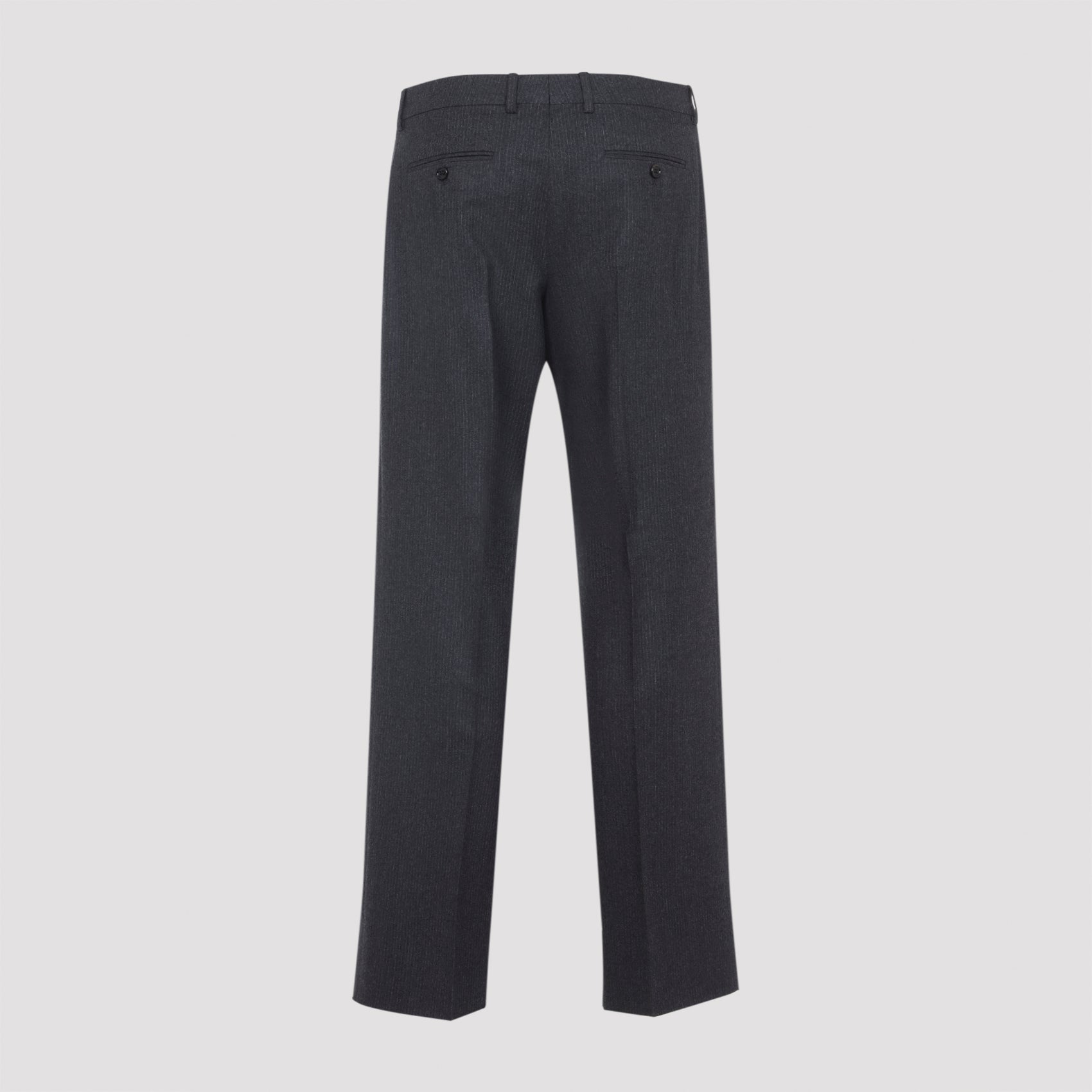 Pinstriped Grey Wool Trousers