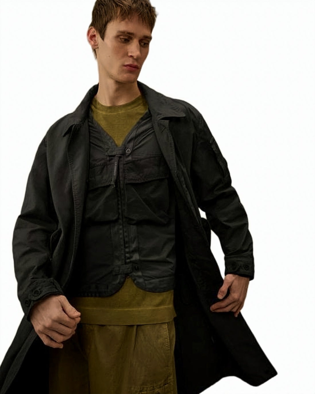 Black Long Silhouette Lightweight Polyamide Jacket