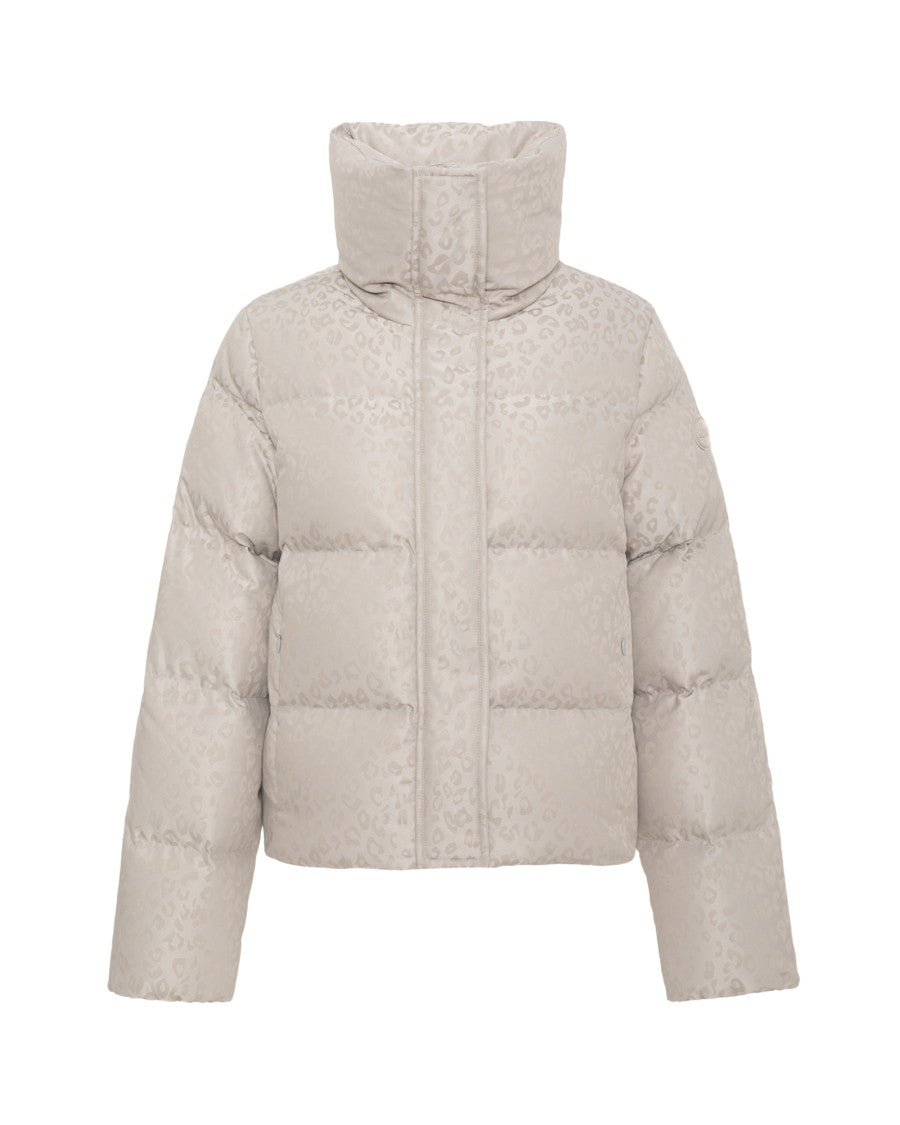Cropped Puffer Jacket With All-Over Animal Print