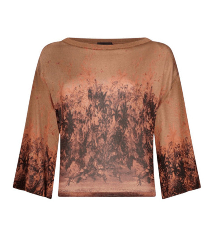 Jungle Hide Print Relaxed Top in Metallic Viscose Blend