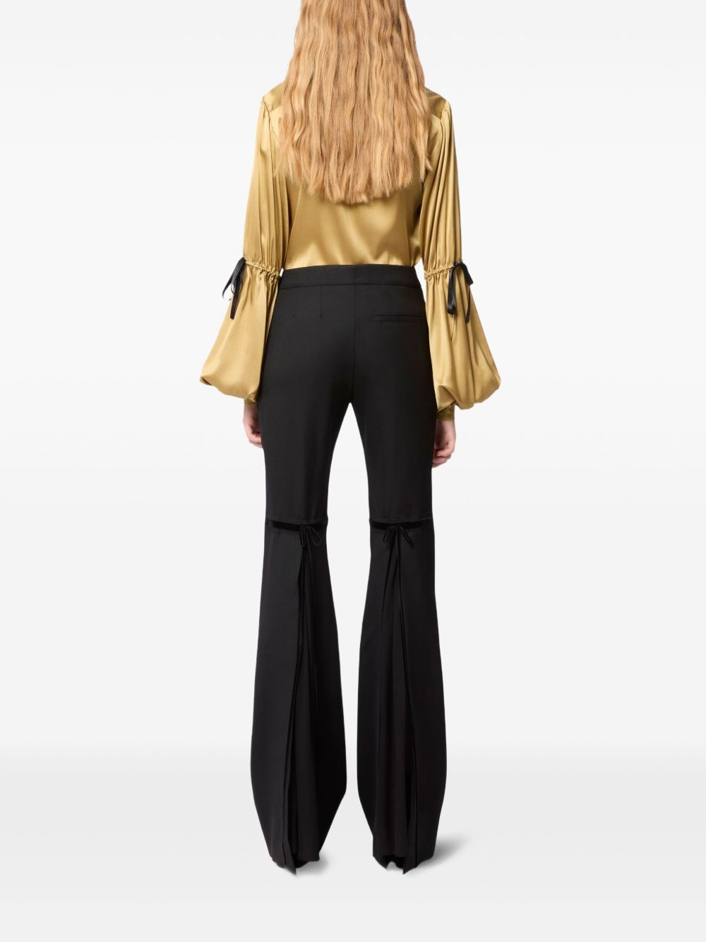 High-Waist Black Trousers With Flared Hem