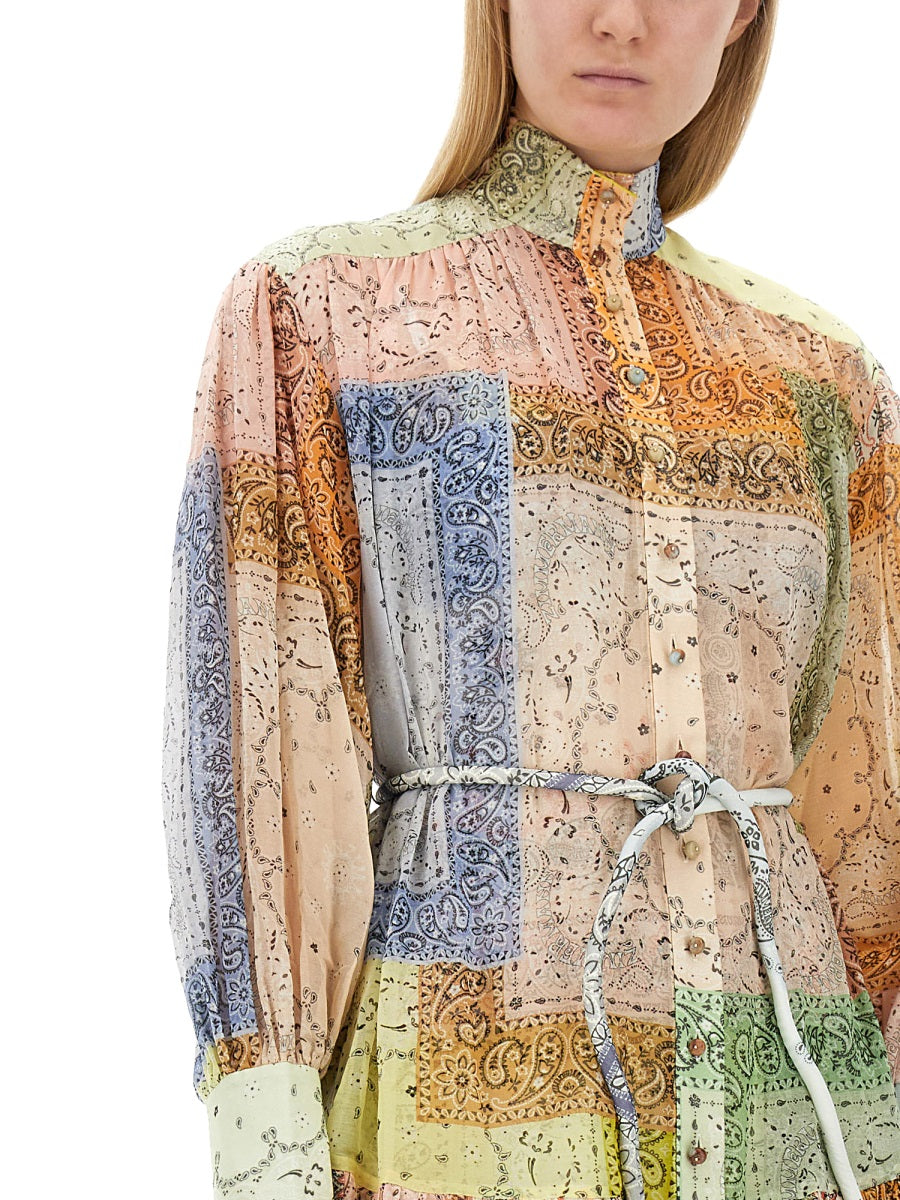 Elegantly Tailored Mini Dress With Cotton-Silk Blend