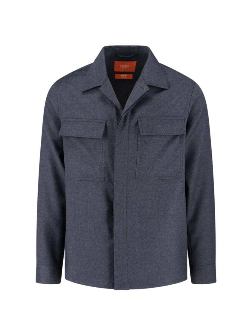 Structured Grey Virgin Wool Shirt Jacket