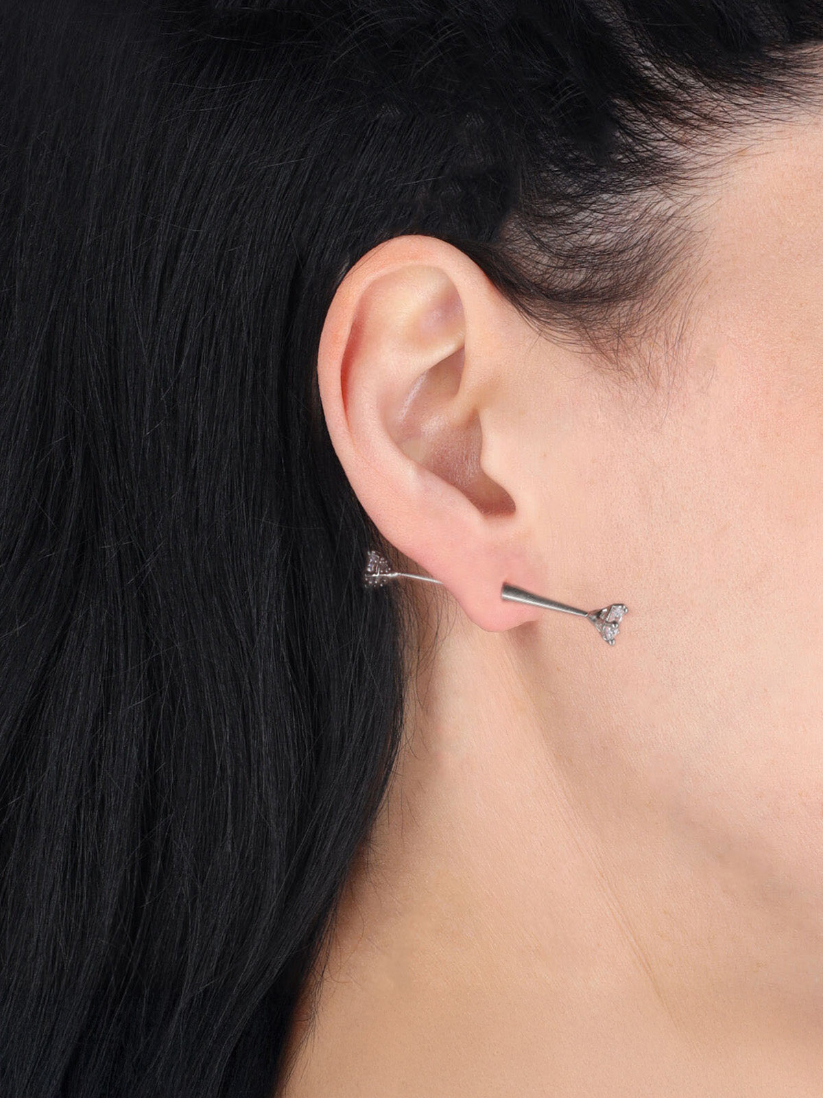 "Constellation" Ear Cuff In Silver-Plated Brass, Crystal Details.