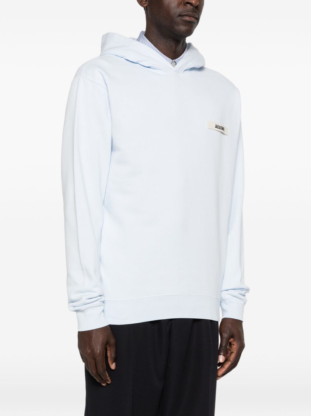 Light Blue Hoodie with Ribbed Trims