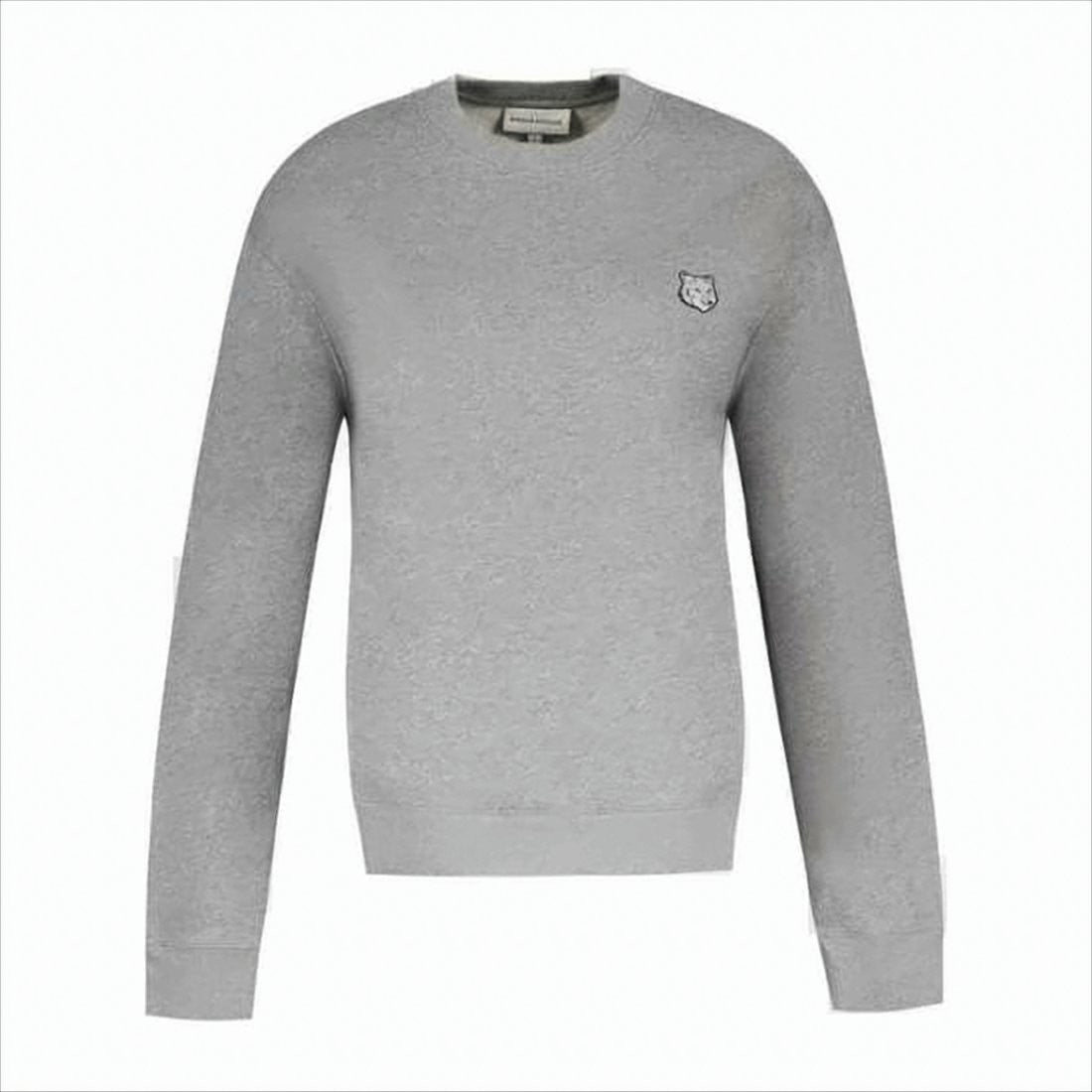 Long Sleeve Crewneck Sweatshirt In Solid Grey With Embroidered Detail