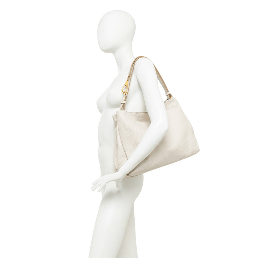 Sand Textured Leather Handbag with Magnetic Closure
