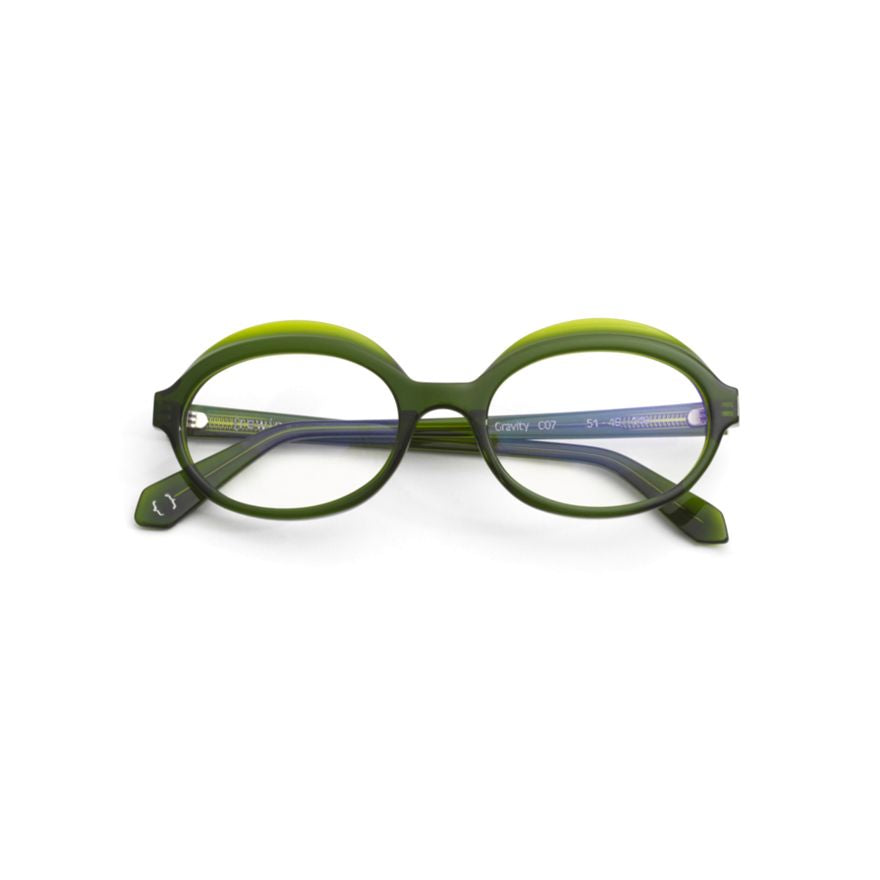 Gravity Gradient Green Oval Frame Eyeglasses with Glossy Finish