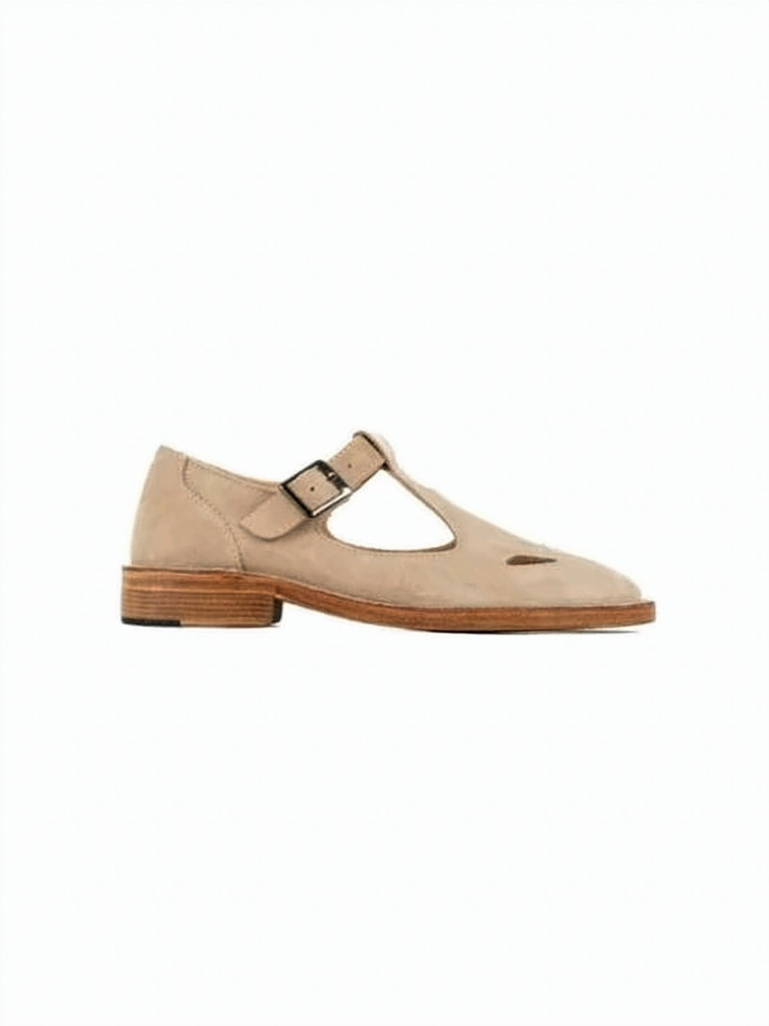 Suede T-Strap Sandals with Leather Sole