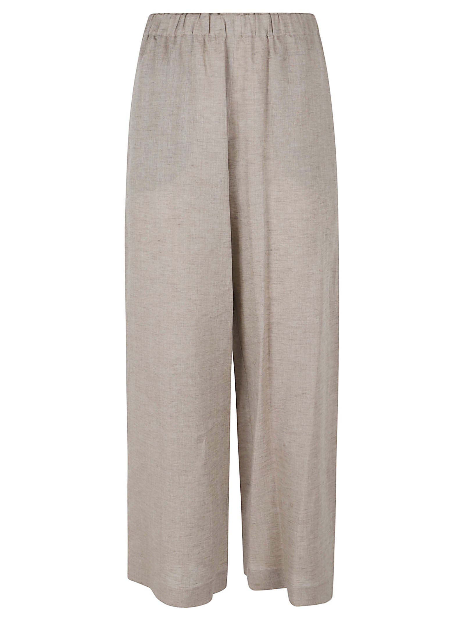 Linen Pull-On Trousers With Textured Finish