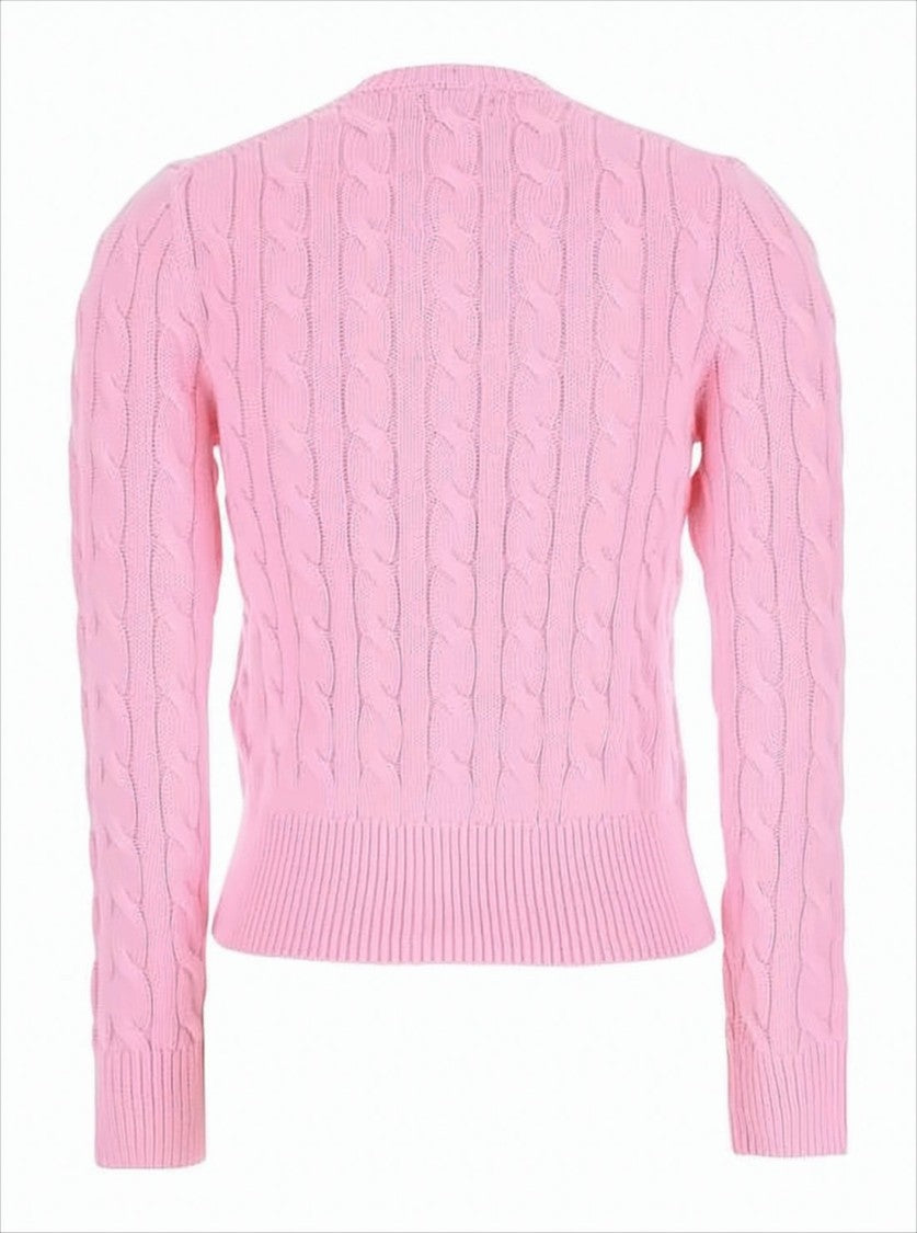 Cropped Cable-Knit Cardigan with Button-Down Front
