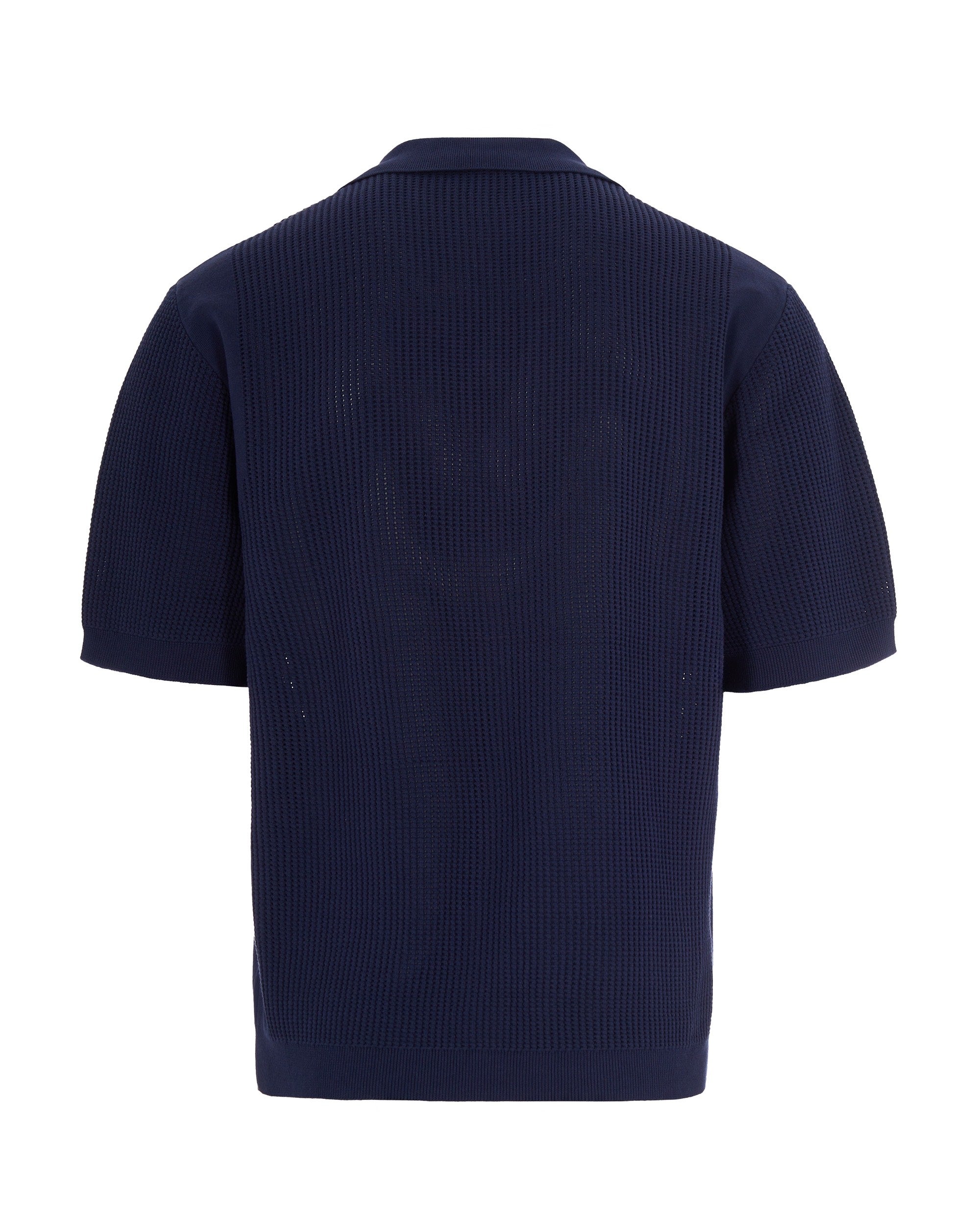 Textured Knit Short-Sleeve Polo with Monogram Detail