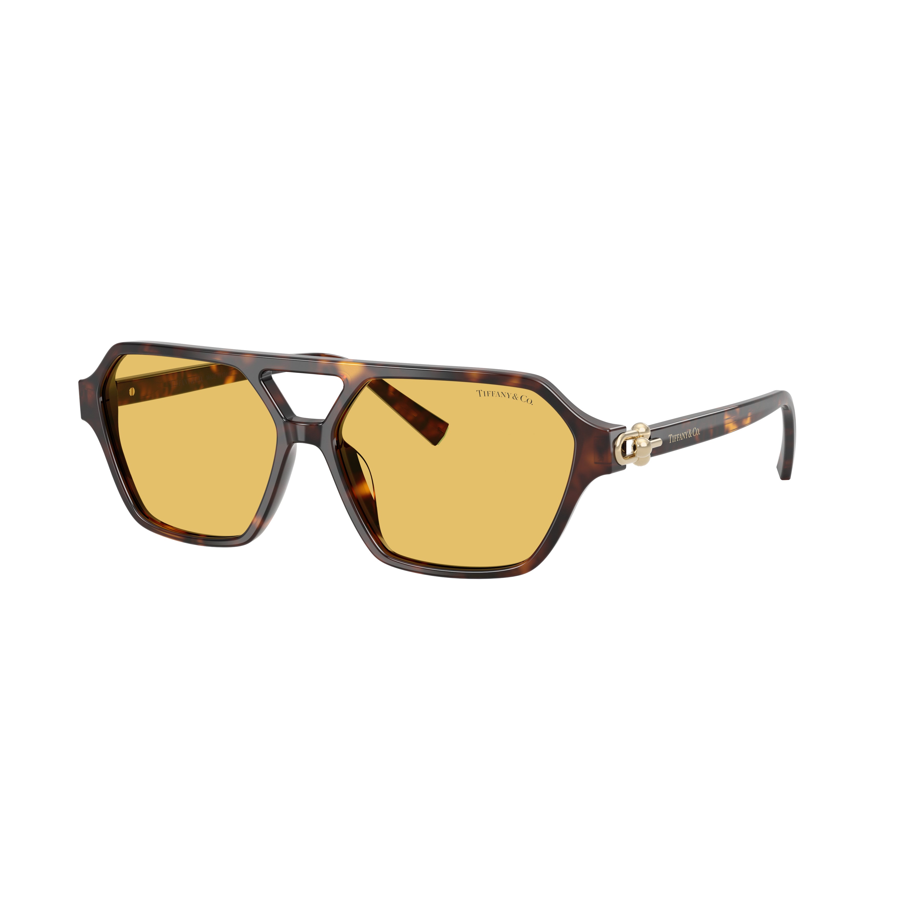Geometric Tortoiseshell Sunglasses With Amber Lenses
