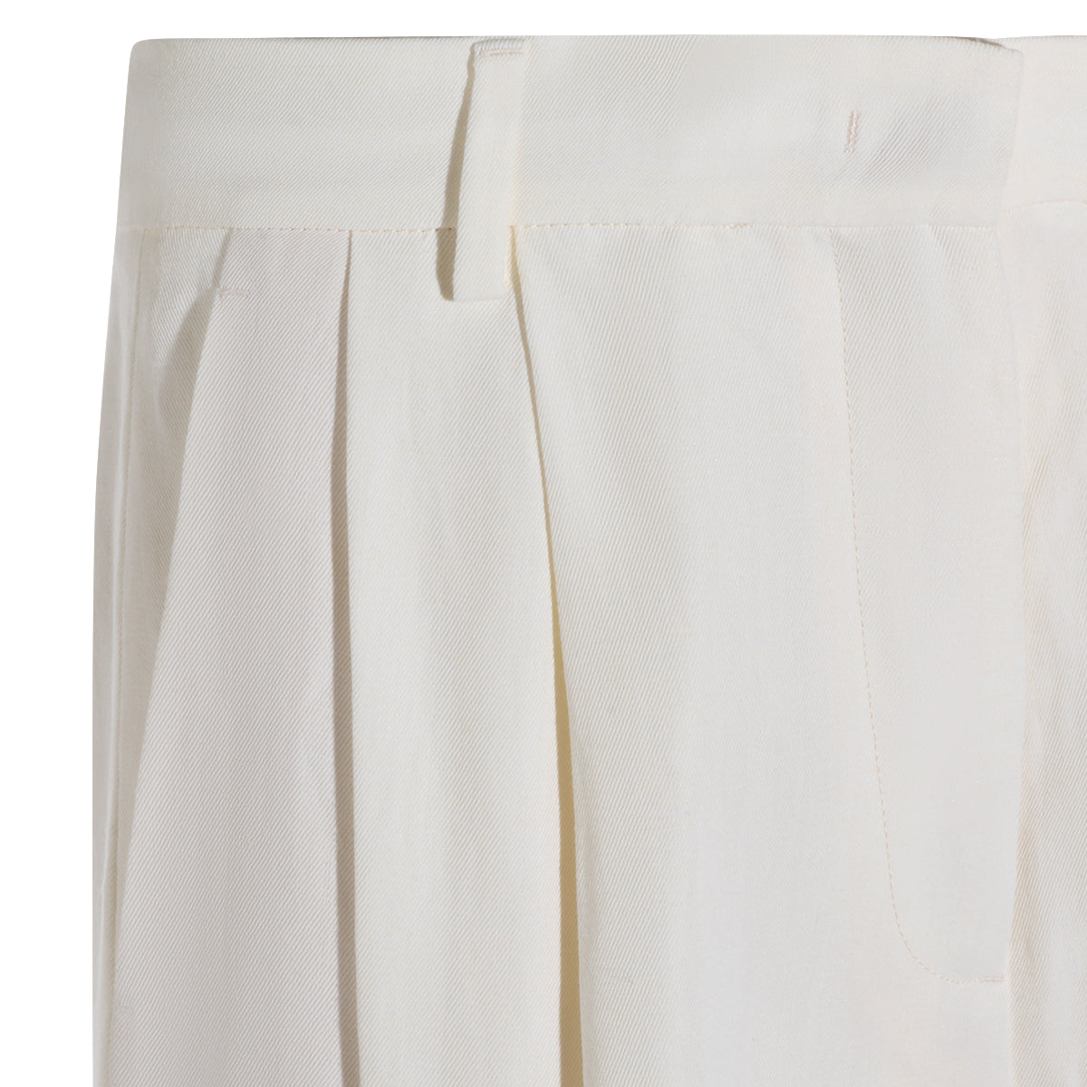 Tailored White Shorts With Front Pleats