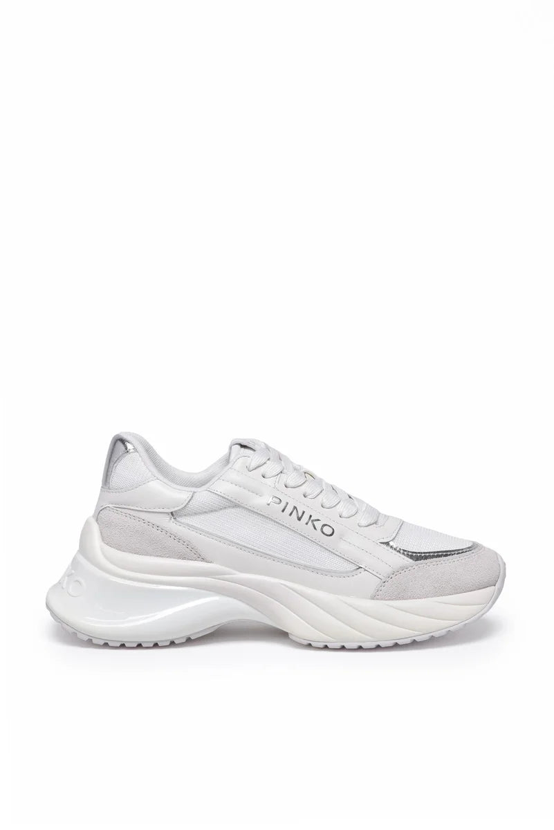 Leather Rubber Fiber Sneakers - White