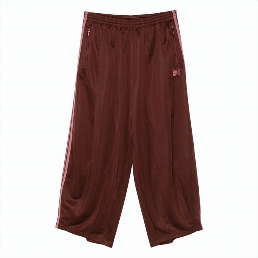 Wide-Leg Polyester Pants with Contrasting Side Stripes