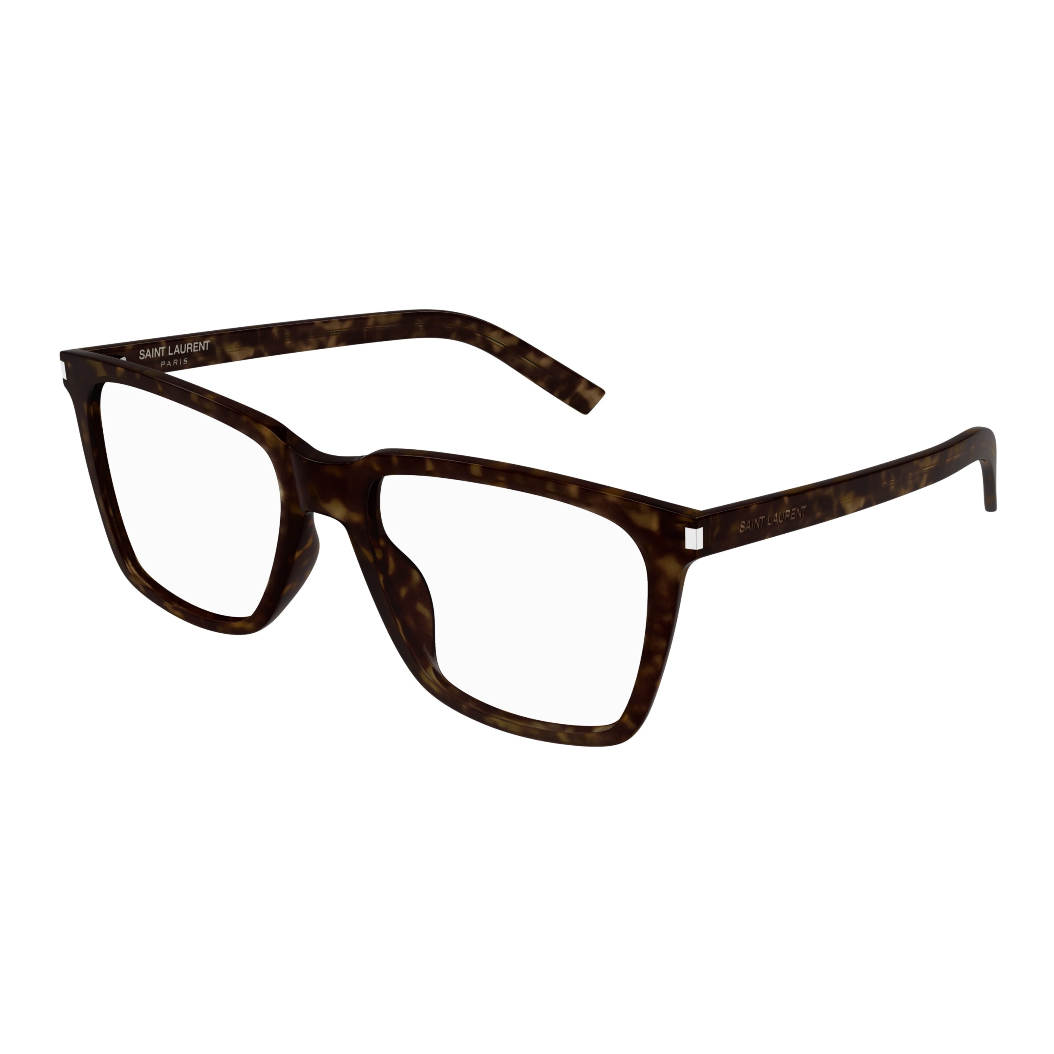 Sl 717 Slim Tortoiseshell Slim Rectangular Saint Laurent Eyeglasses