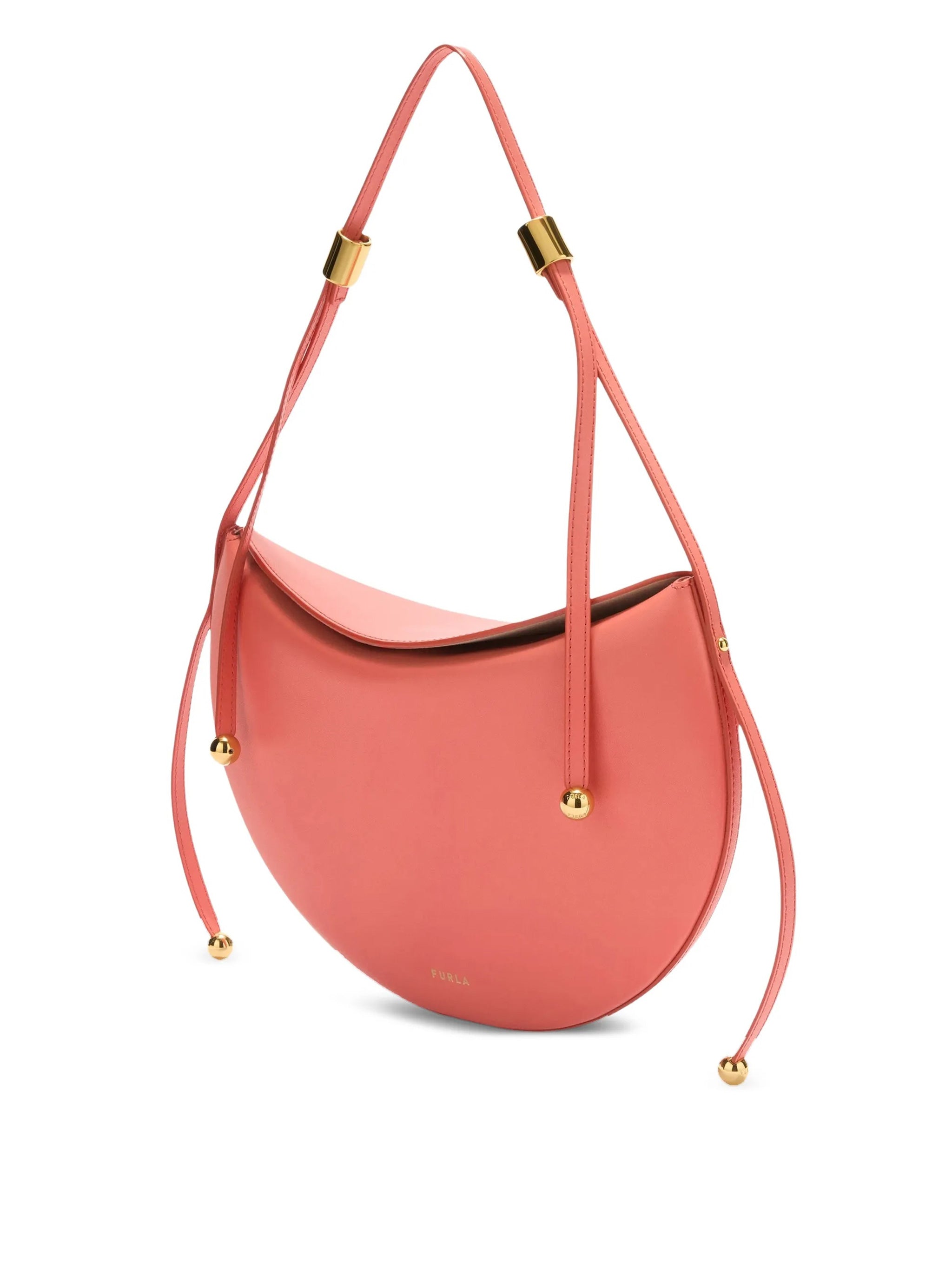 Moonstone M Crescent-Shaped Smooth Leather Handbag