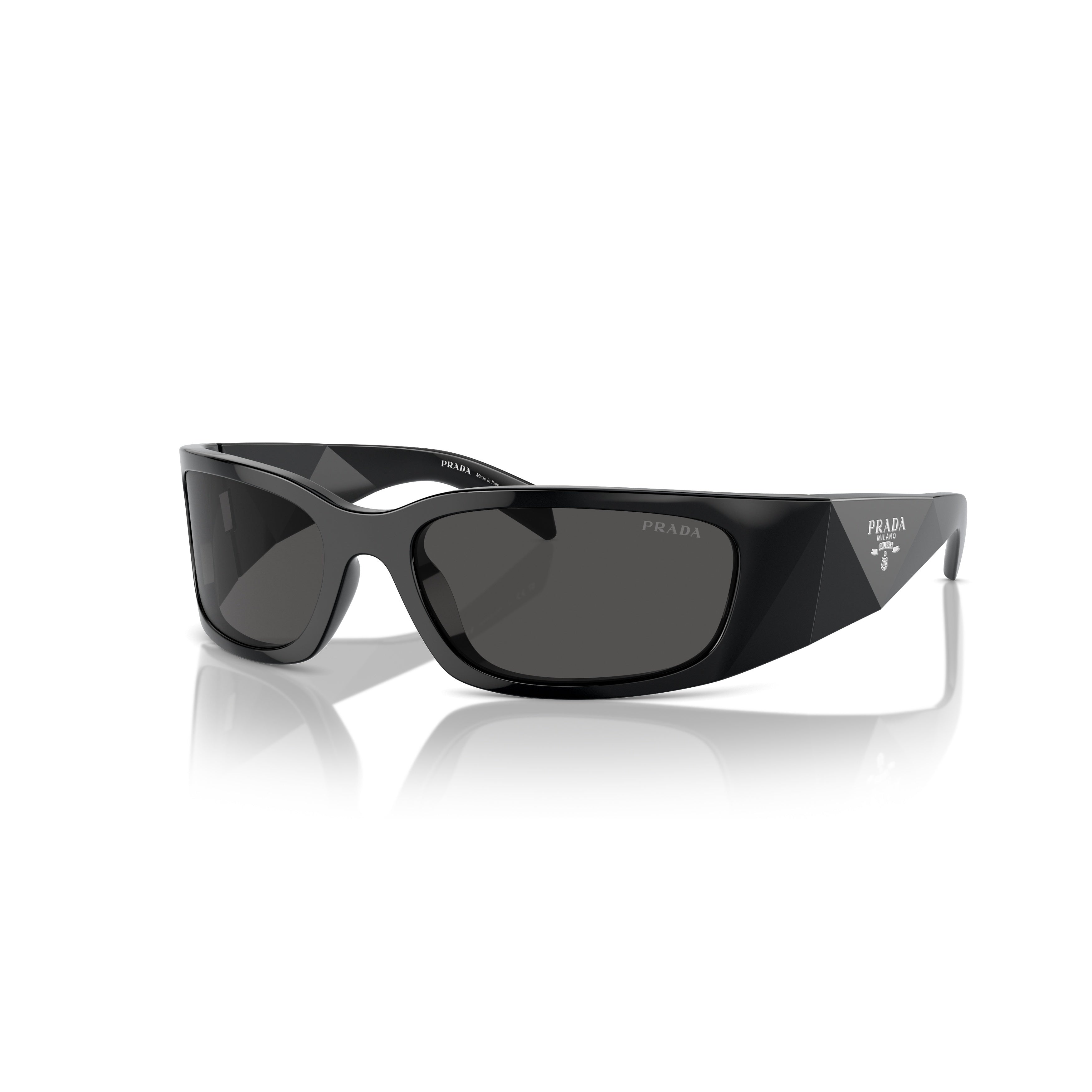 Black 0pr A19s Rectangular Faceted Sunglasses