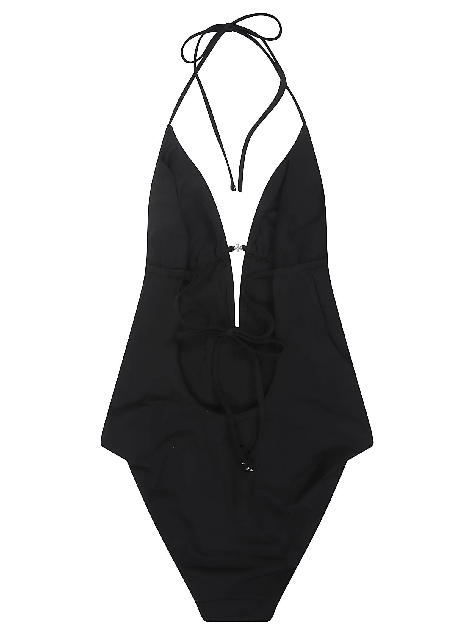 Black One-Piece Swimsuit With Knot Closure