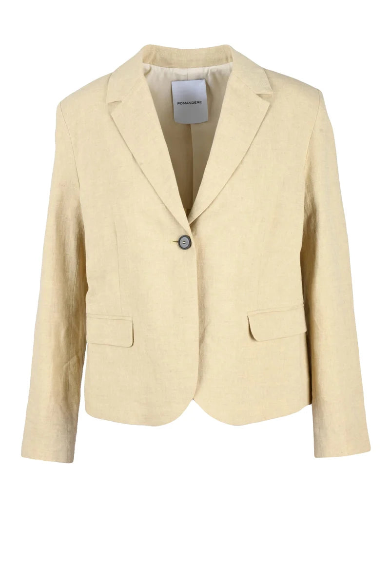 Cropped Tailored Blazer with Textured Fabric