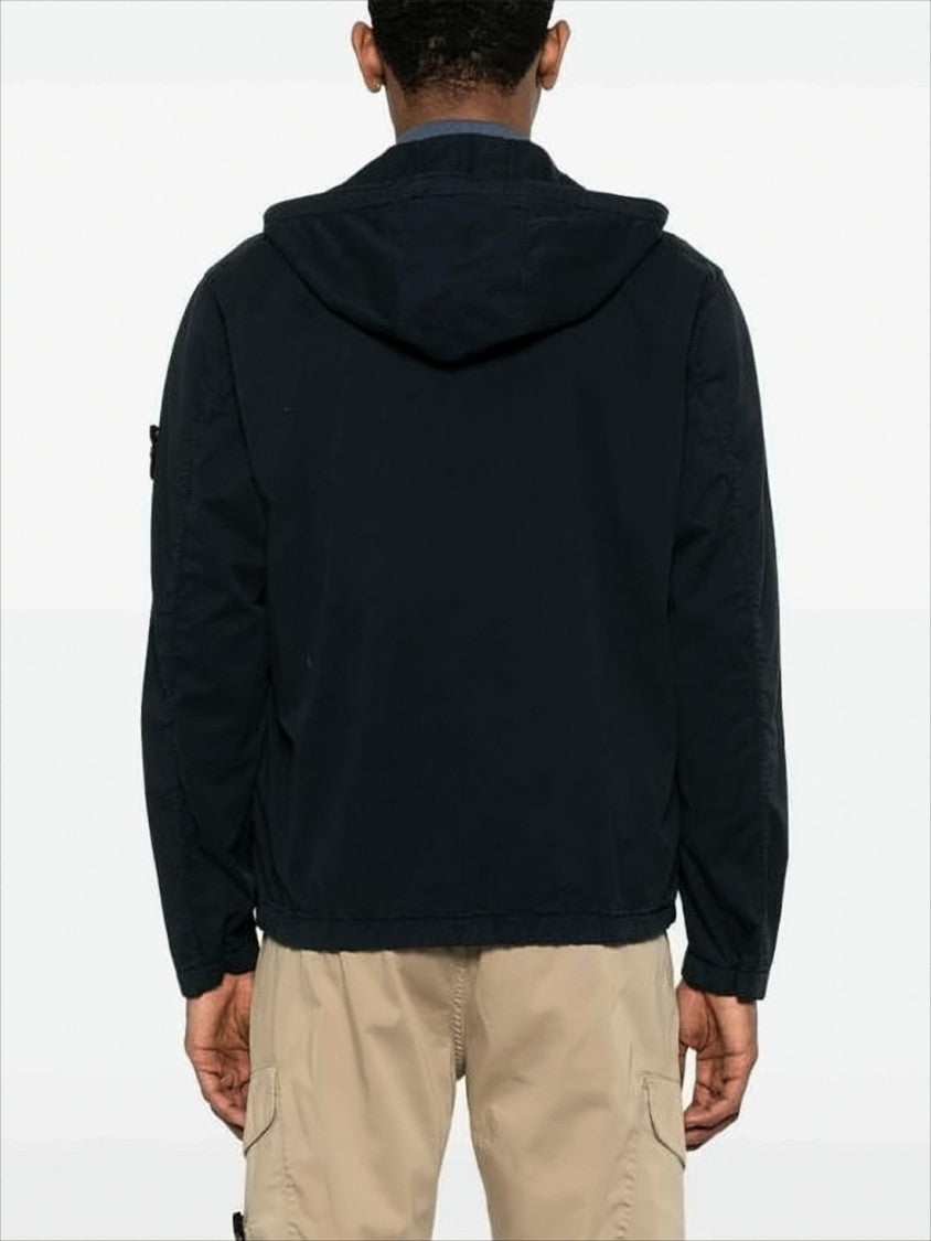 Minimalist Black Hooded Jacket with Dual Chest Pockets