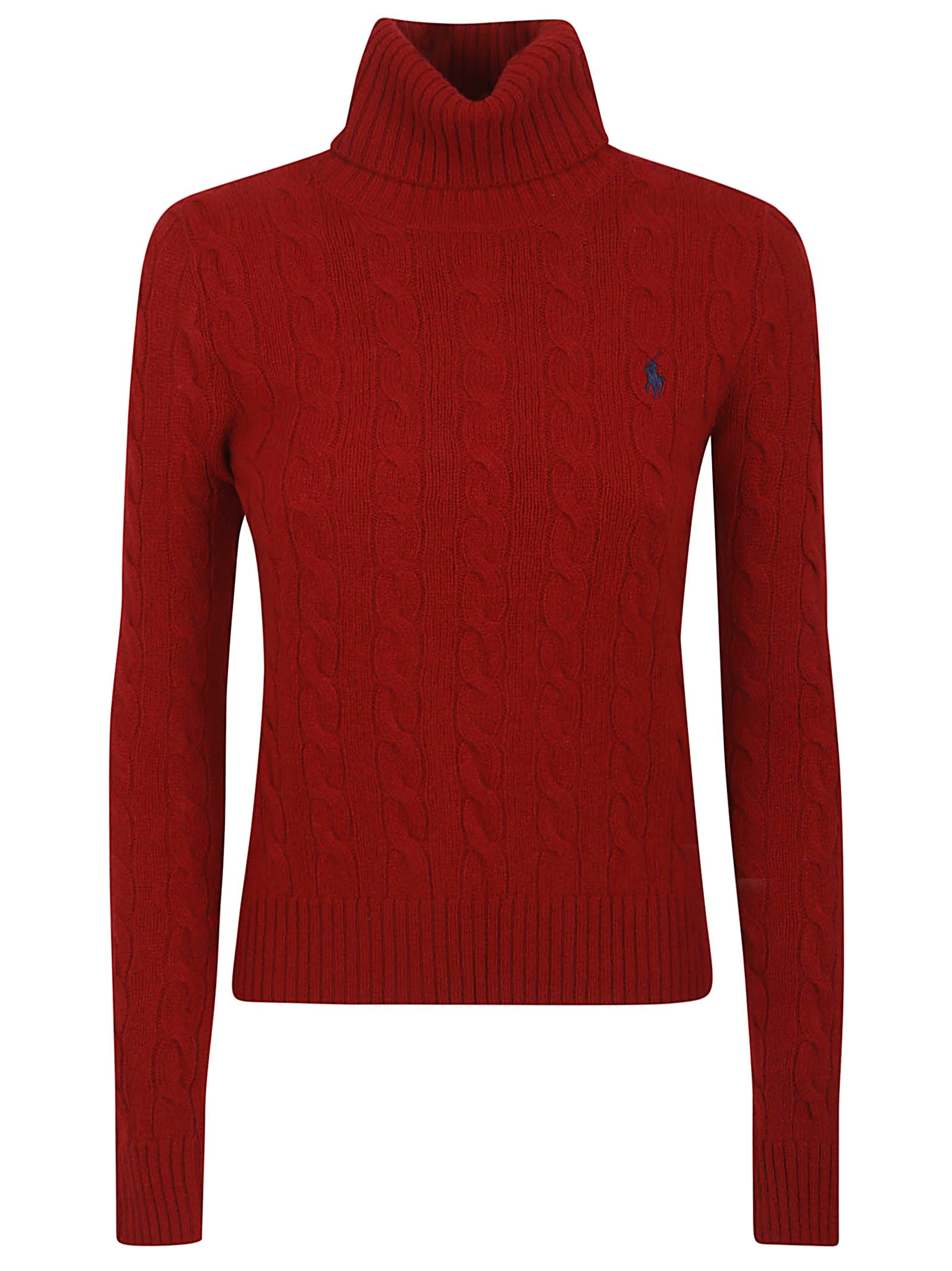 Textured Cable Knit Top With High Neck