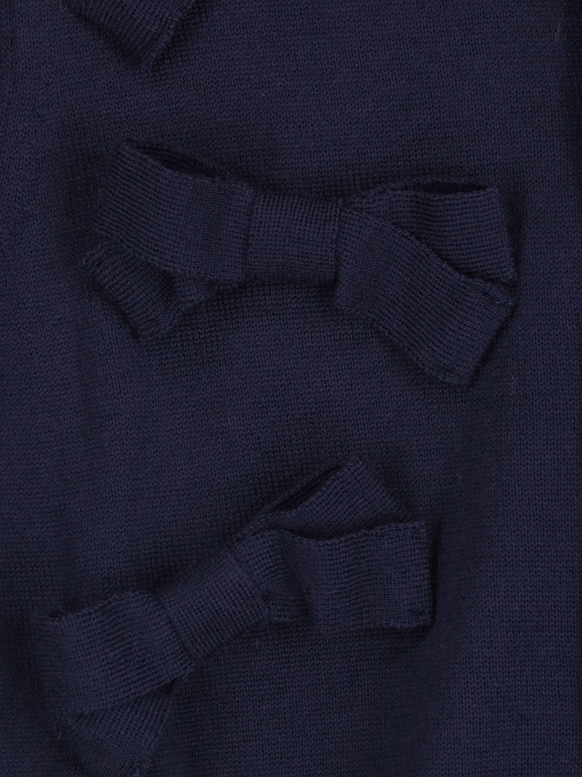 Navy Bow Detail Button-Down Cropped Sweater