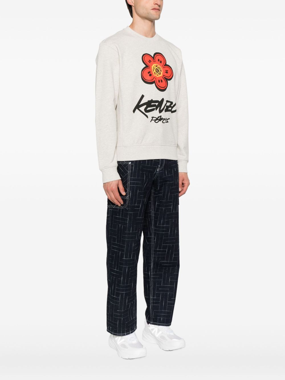 Flower Graphic Print Cotton Sweatshirt