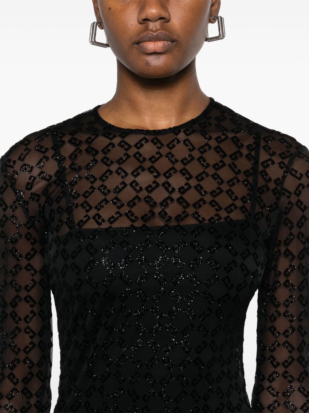 Sheer Overlay Midi Dress