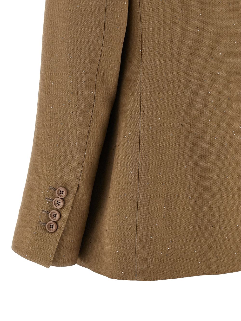 Beige Double-Breasted Jacket With Peak Lapel