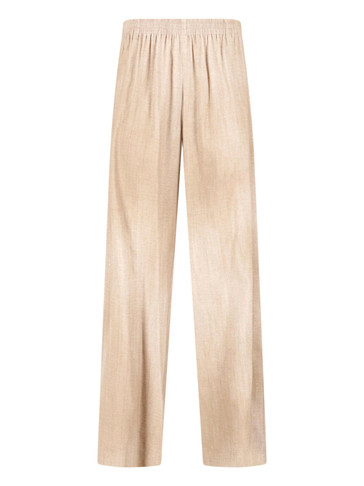 Beige Viscose Gathered Elastic Waist Pants