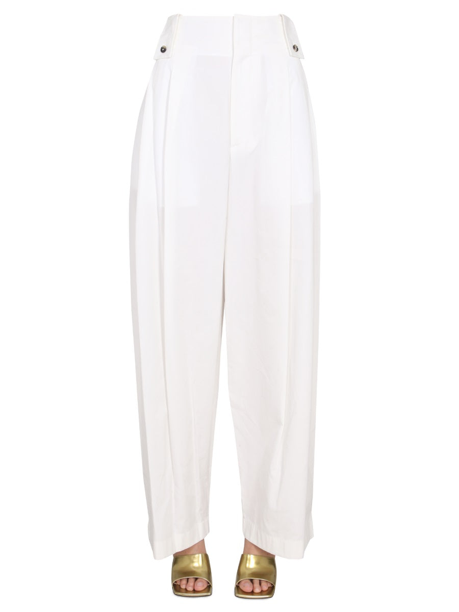 High-Waisted Wide Leg Pants with Button