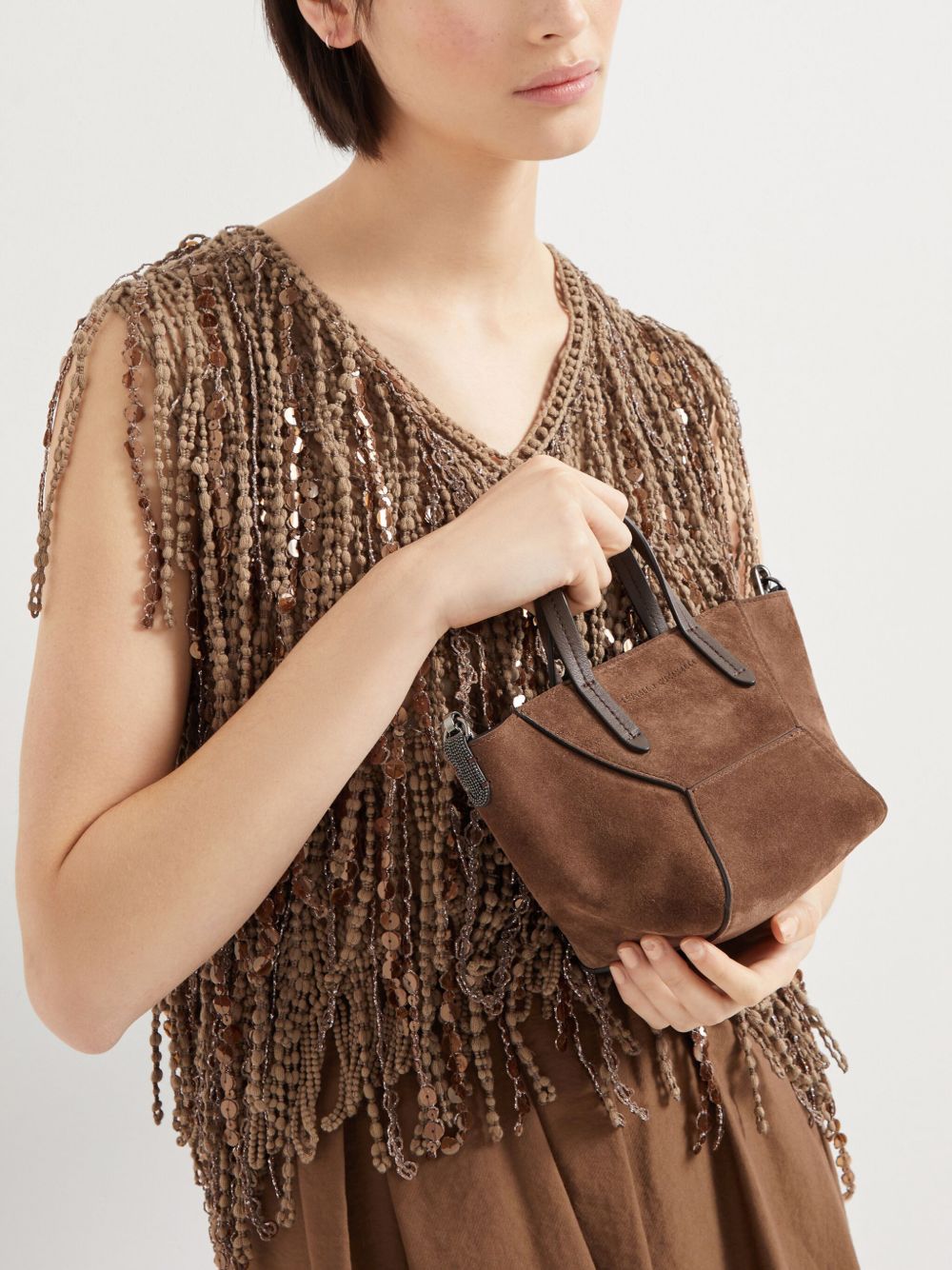 Structured Suede Leather Bag