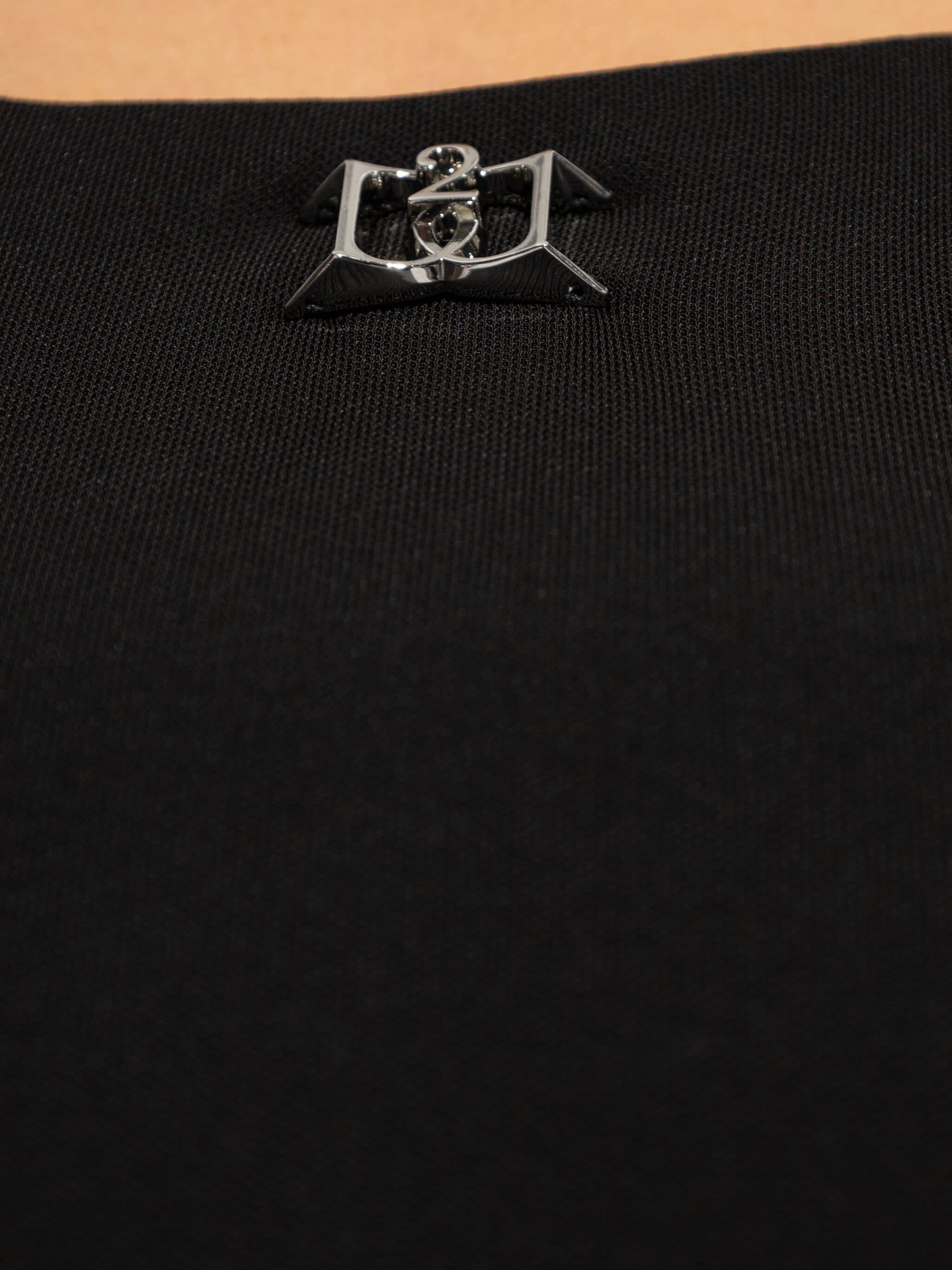 Form-Fitting Black Viscose Metallic Logo Dress