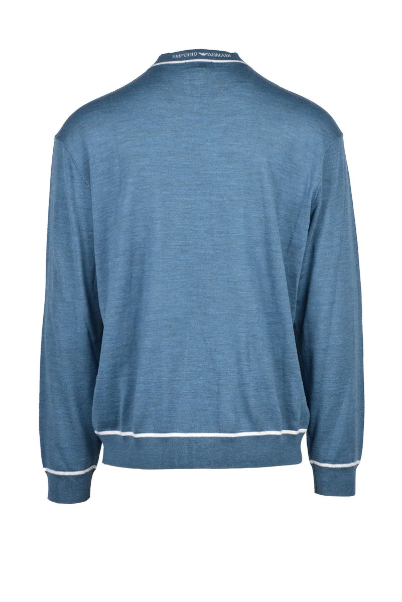 Wool Crew Neck Sweater - Light Blue
