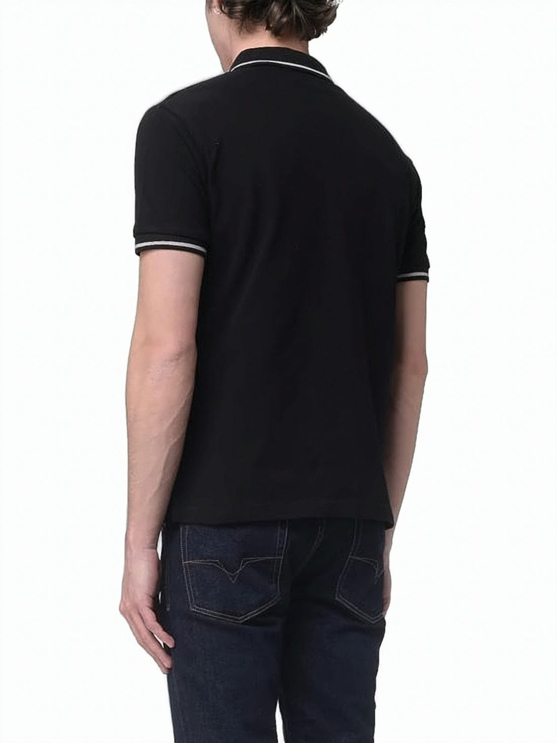 Short-Sleeved Polo Shirt with Contrasting Stripes