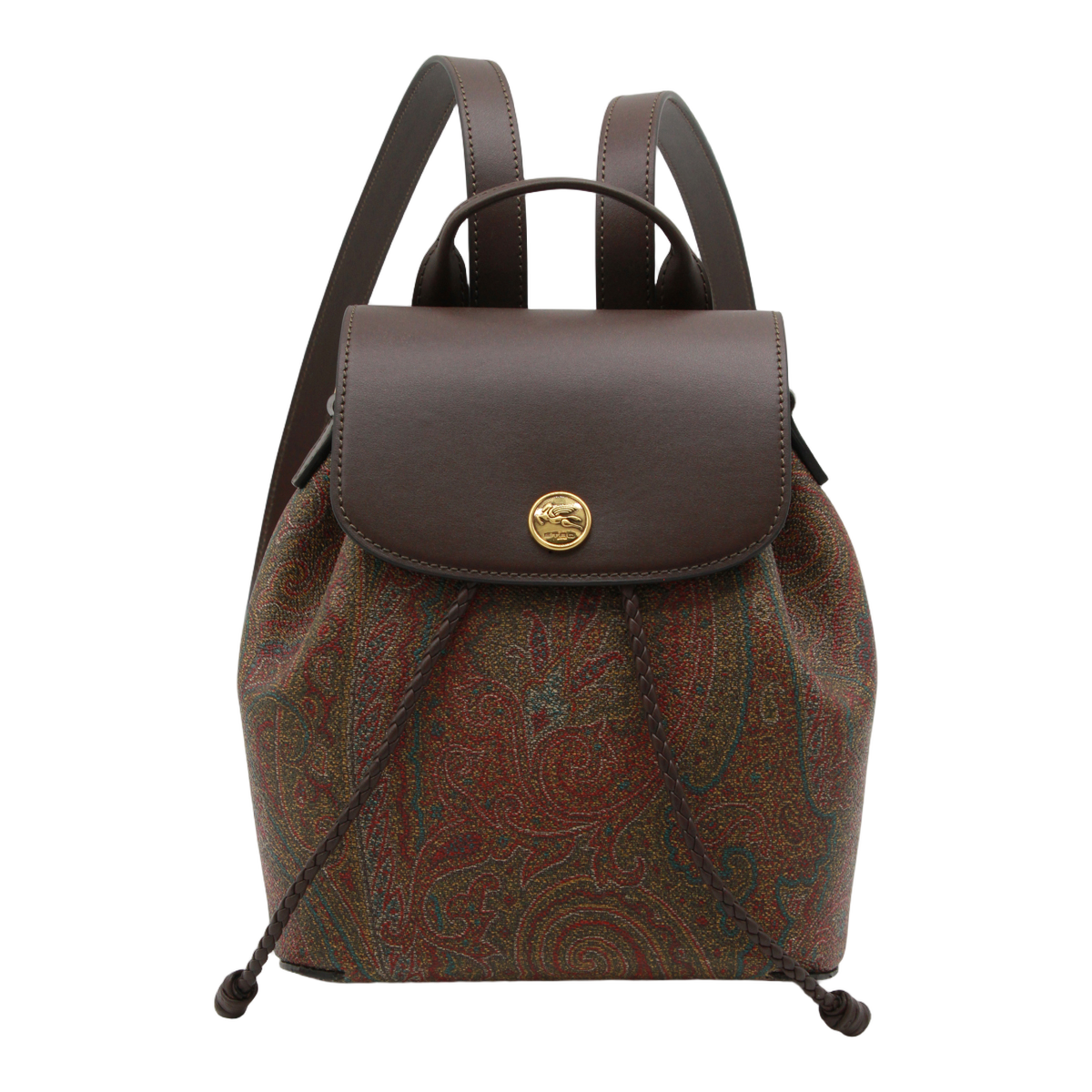 Textured Leather Backpack with Paisley Pattern