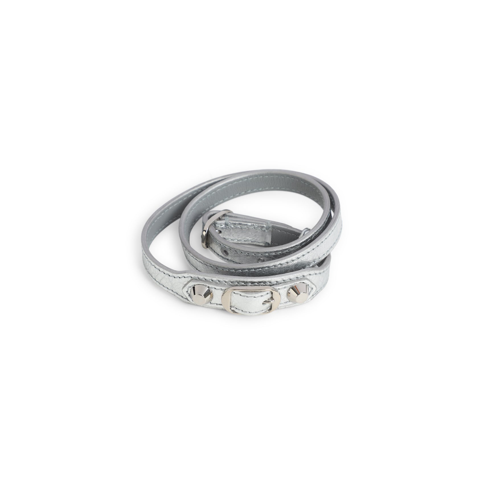 Metallic Leather Bracelet with Decorative Accents