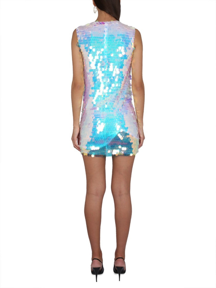 Sleeveless Mini Dress With Iridescent Sequins
