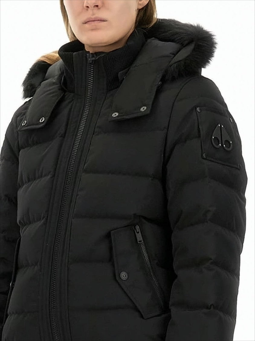 Quilted Cropped Padded Jacket With Detachable Fur Hood