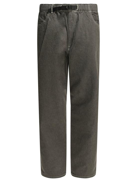 Relaxed Fit Grey Denim Pants With Adjustable Waistband